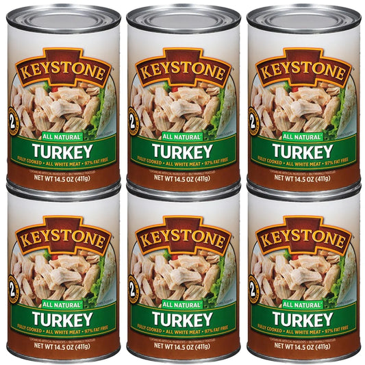 (6 Pack) Keystone All Natural Turkey 14.5 oz Can ✅ Emergency Survival Food For Camping Hiking and Backpacking Ready to Eat ✅